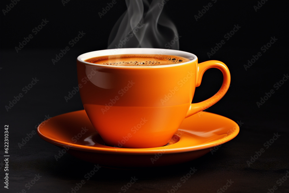 orange cup of coffee, generative ai orange cup of coffee, generative ai