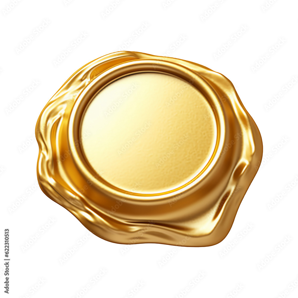 Gold wax seal isolated on transparent or white background, png Gold wax seal isolated on transparent or white background, png