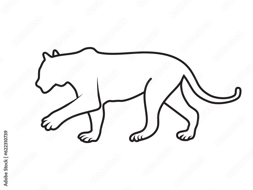 Tiger logo sign emblem pictogram on white background. Linear icon vector illustration EPS 10. Editable stroke.