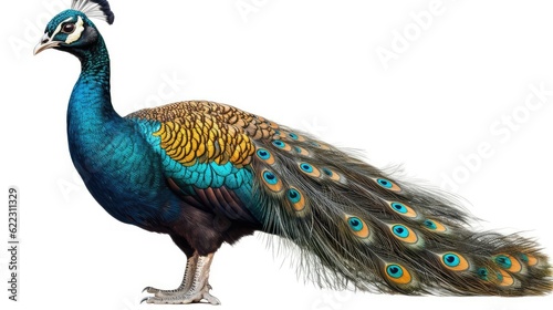 Colorful peacock photo realistic illustration - Generative AI.