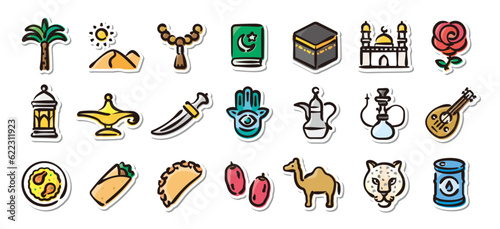 Illustrated sticker set of Saudi Arabia.Quick and simple to use.