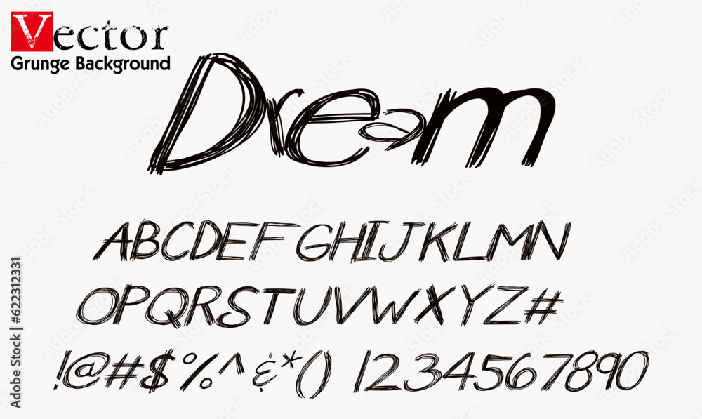 Vector alphabet with numbers on white background, typography, Lettering