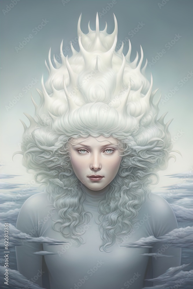 A fantasy winter Queen or Princess. Great for fantasy stories about winter, ice, snow, witches, fairies, druids and more. 