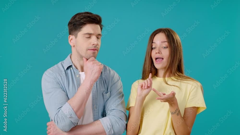 Young woman speaks dreamily and counts bending fingers