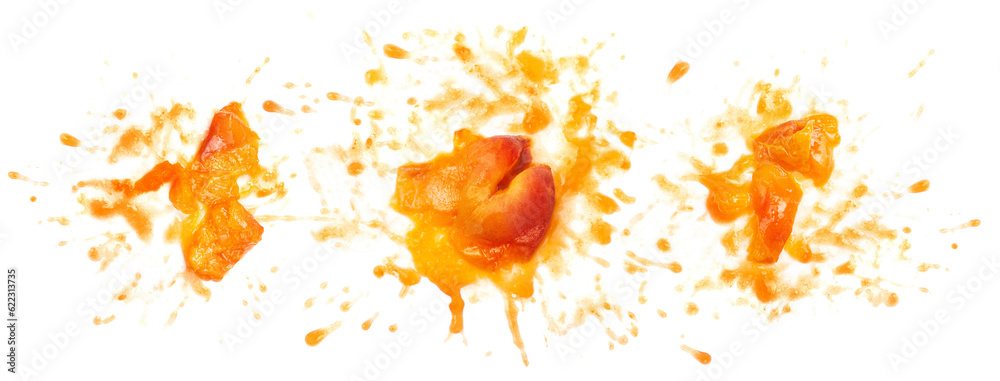 Fototapeta premium Squashed ripe apricot isolated on white