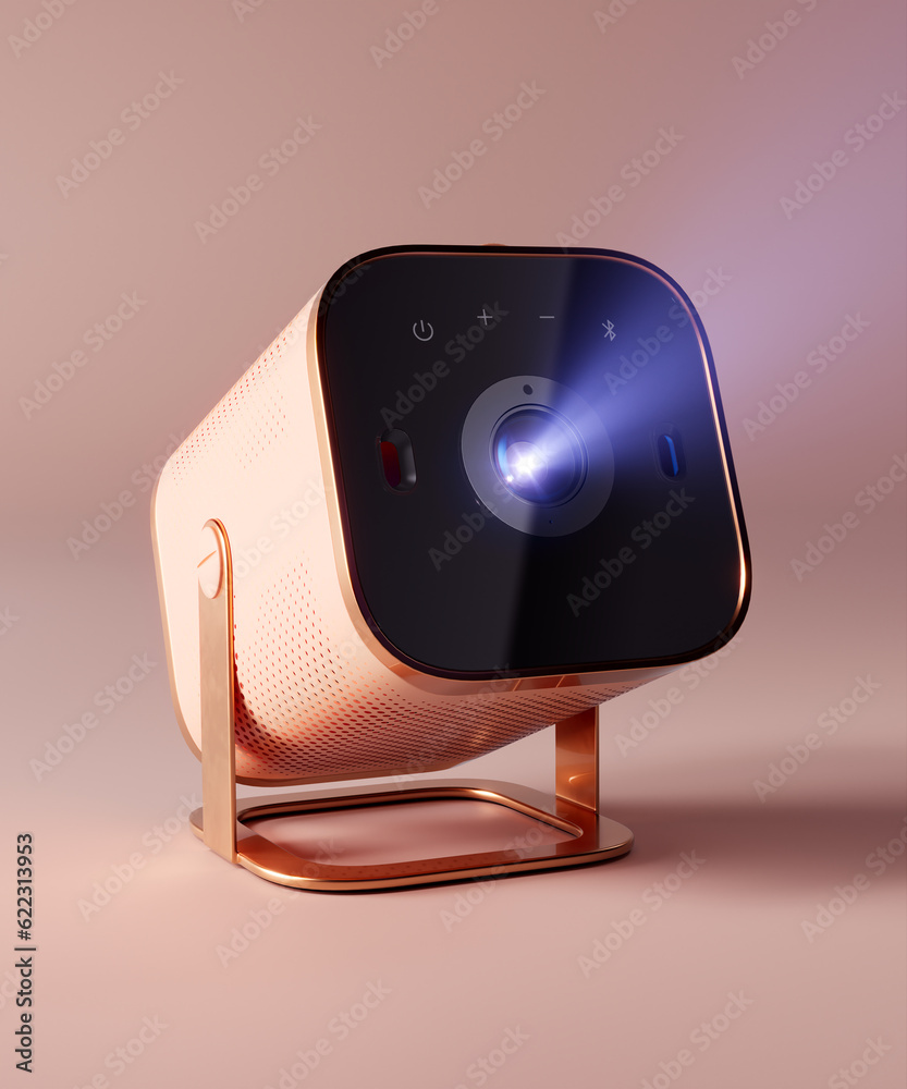 Stylish and Elegant Mini Projector in Pink Gold and Pastel Pink for Presentation