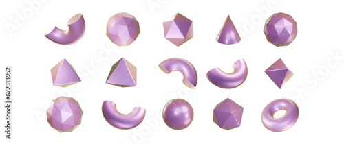 Holographic and iridescent shapes.