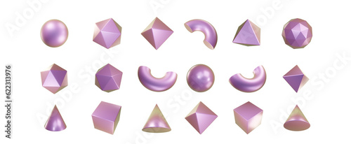 Holographic and iridescent shapes.