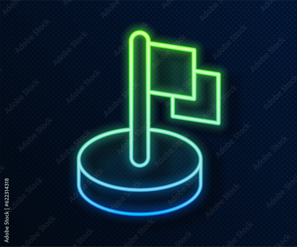 Glowing neon line Flag icon isolated on blue background. Victory, winning and conquer adversity concept. Vector Glowing neon line Flag icon isolated on blue background. Victory, winning and conquer adversity concept. Vector