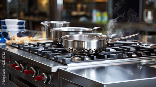 Empty restaurant kitchen with professional equipment