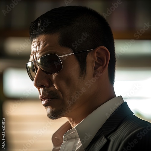 Villain from Asian action movies. Great for stories on crime, underworld, mobsters, dons, Mafia, action, ruthless businessman and more.  photo