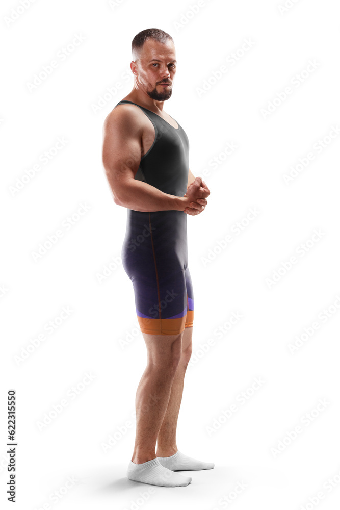 Powerlifting. Man athlete on white background. Bodybuilding. Fitness man. Sports trainer on training. Strong man. Fitness motivation. Healthy lifestyle Powerlifting. Man athlete on white background. Bodybuilding. Fitness man. Sports trainer on training. Strong man. Fitness motivation. Healthy lifestyle