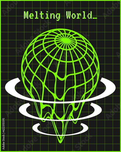 Y2K trendy shapes and 3d vector geometric sphere figure, dimensional geometric acid form in black frame.