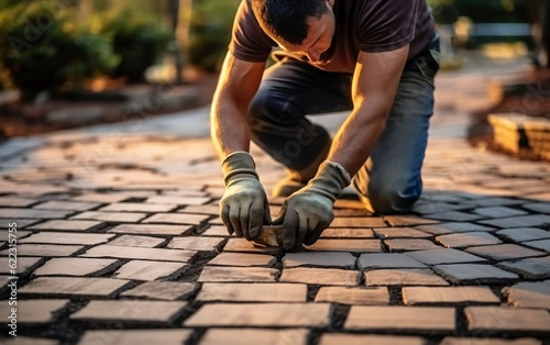 A skilled paver worker, Generative Ai