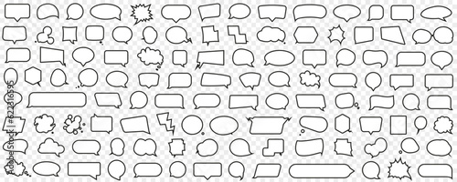 Speech bubble template collection. Set of black chat speech bubble. Abstract speech bubble cloud template