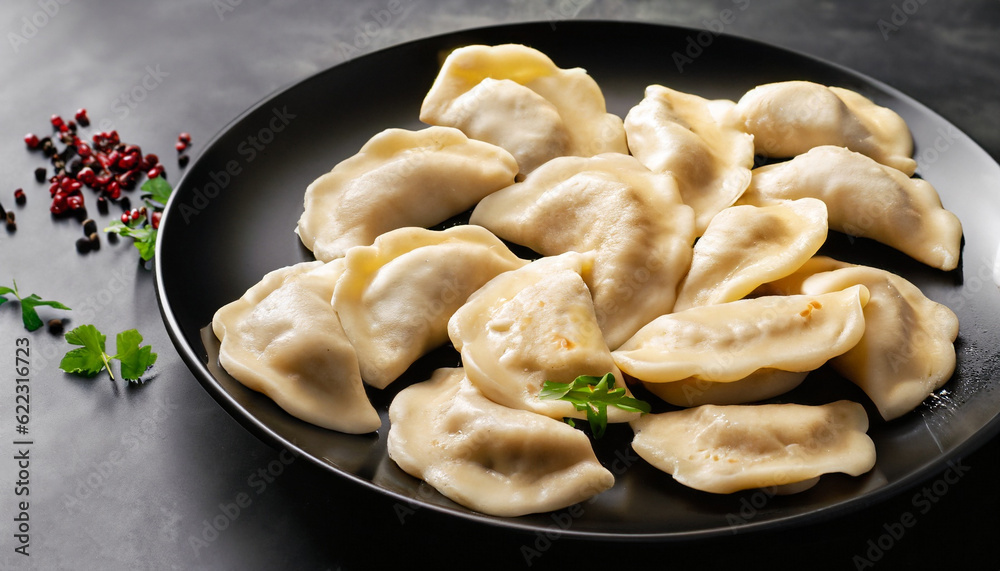dumplings pierogi russian black plate dumplings pierogi russian black plate