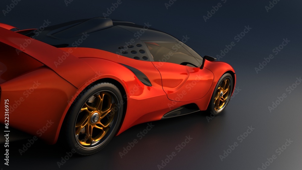 hypercar 3d rendering, non AI illustration, supercar design concept