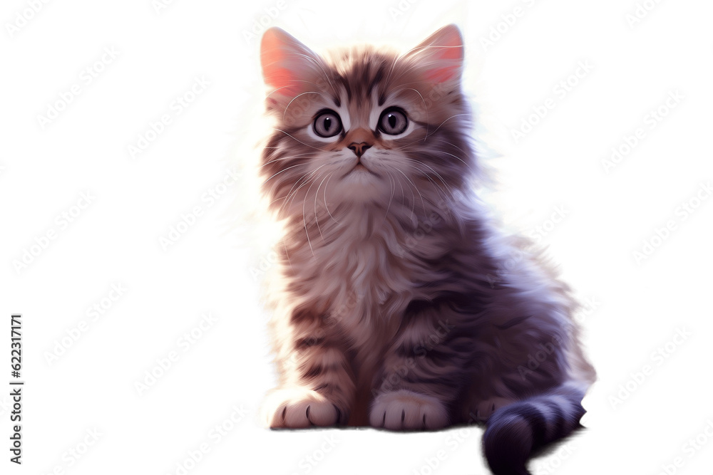 Cute Baby Cat on Transparent Background. Generative AI