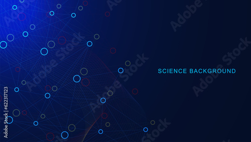 Abstract colorful circle and lines connection. Global communication, social networking, digital network, science and technology background.