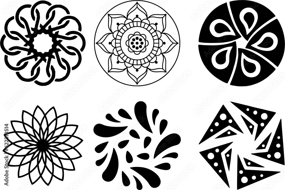 Multipurpose flower icons on white isolated background. Botanical illustration. Decorative high resolution floral picture. Easy to reuse in designing.