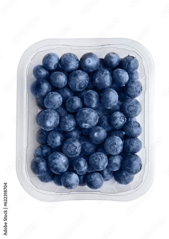 Blueberries in tray isolated on white background. Natural healthy food. Blueberries in tray isolated on white background. Natural healthy food.