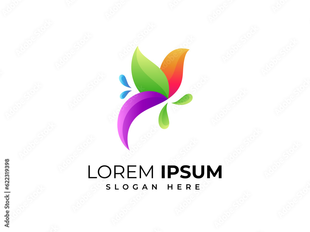 Bird simple logo design with natural Leaf combination Bird simple logo design with natural Leaf combination
