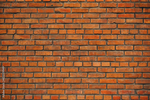 Red clay brick wall. Texture, background, backdrop, wallpaper.