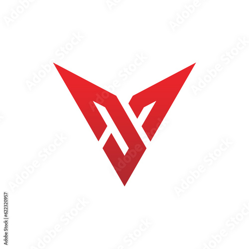 Abstract shape v initial company logo vector image
