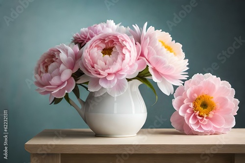 peony flower in the white vase generated Ai technology © baloch
