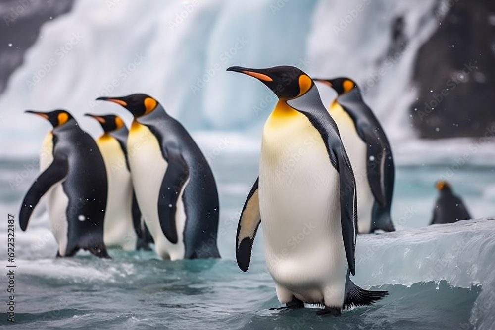 Fototapeta premium two penguins on ice