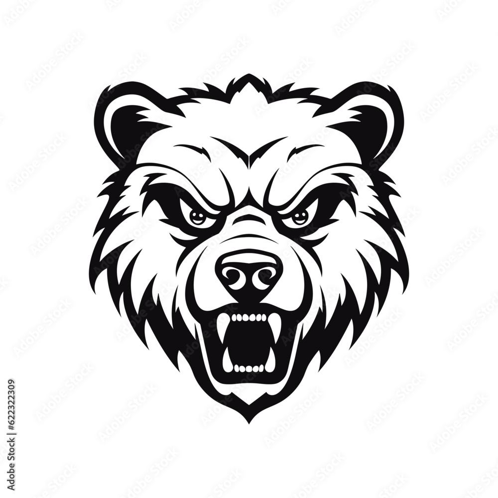 Grizzly bear head on a white background. Vector illustration