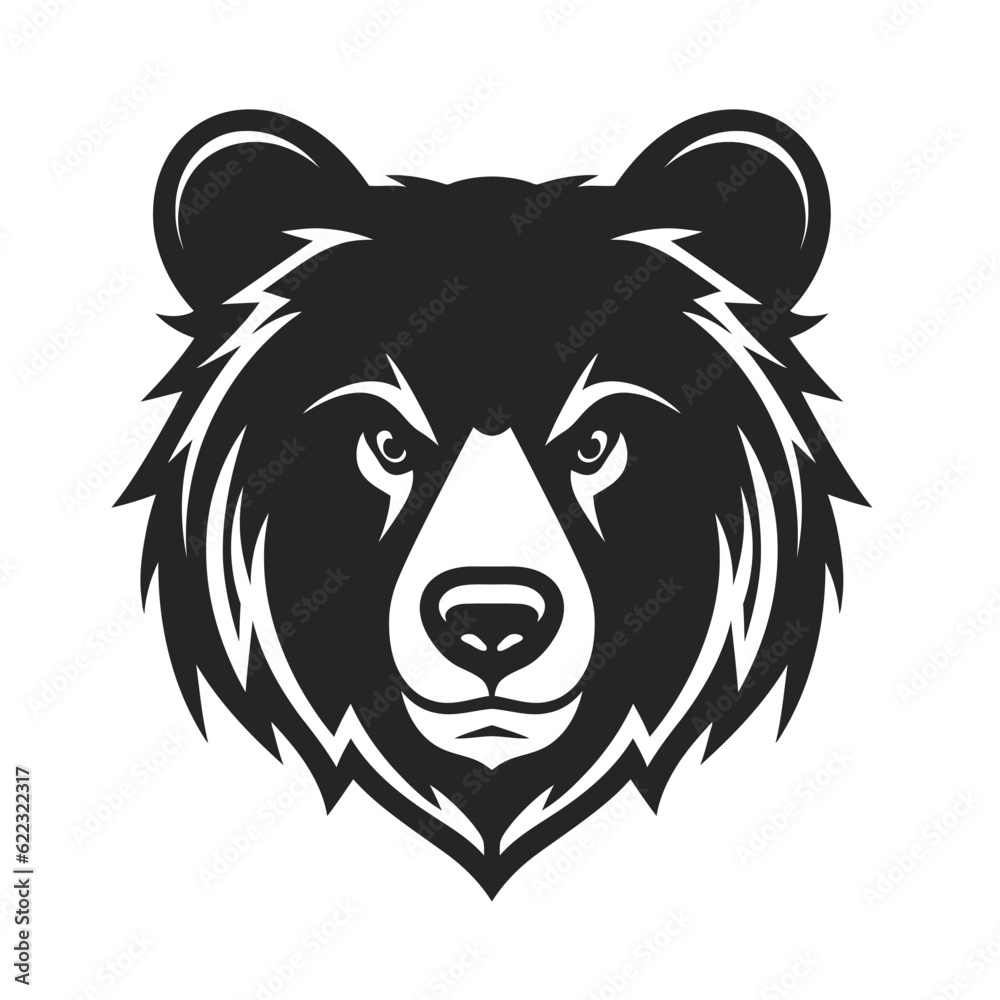 Bear head icon, Grizzly Mascot Emblem.