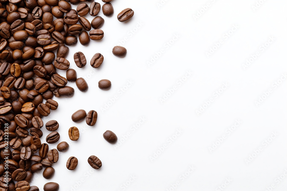 roasted coffee beans on white background roasted coffee beans on white background