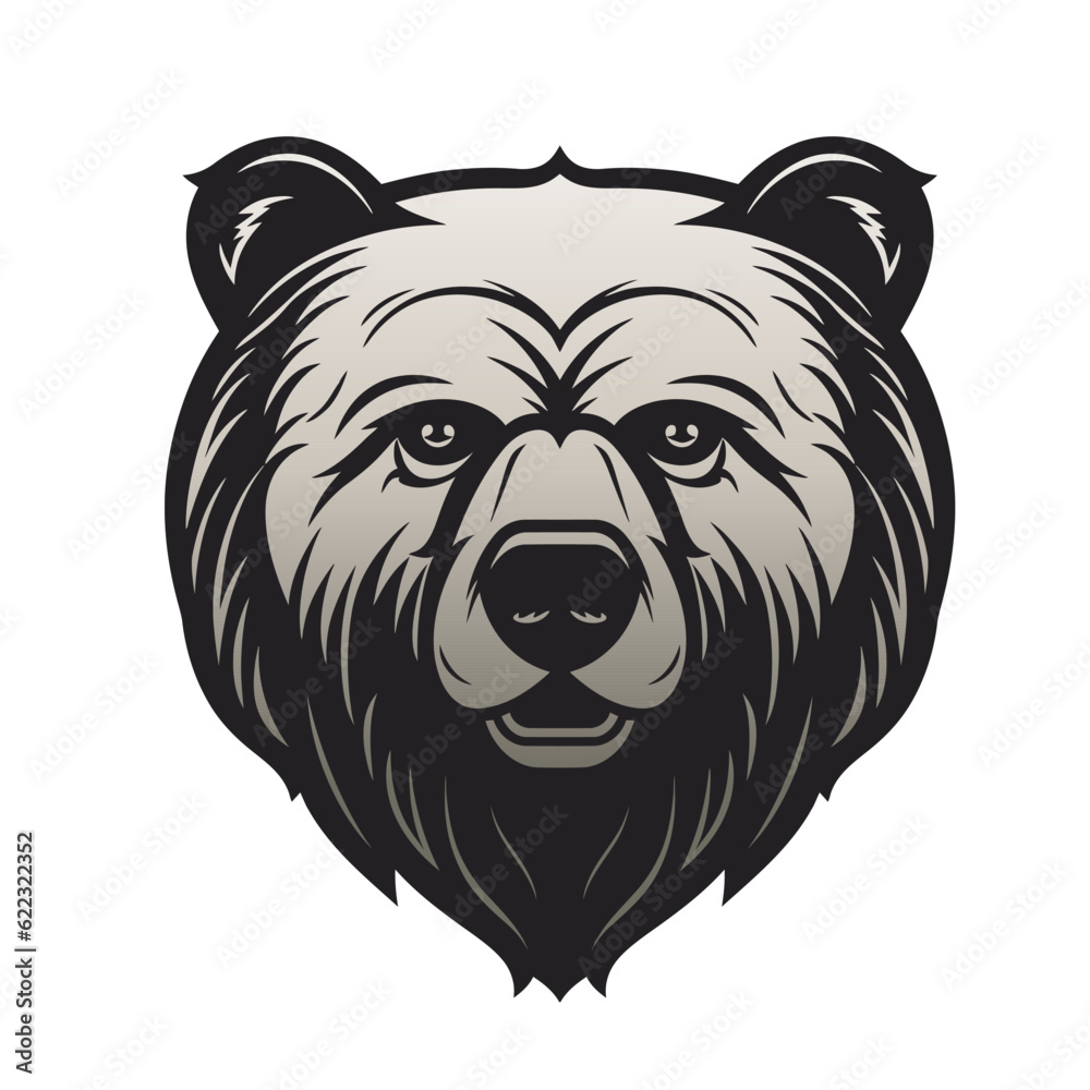 Grizzly bear head vector illustration isolated on white background Grizzly bear head vector illustration isolated on white background