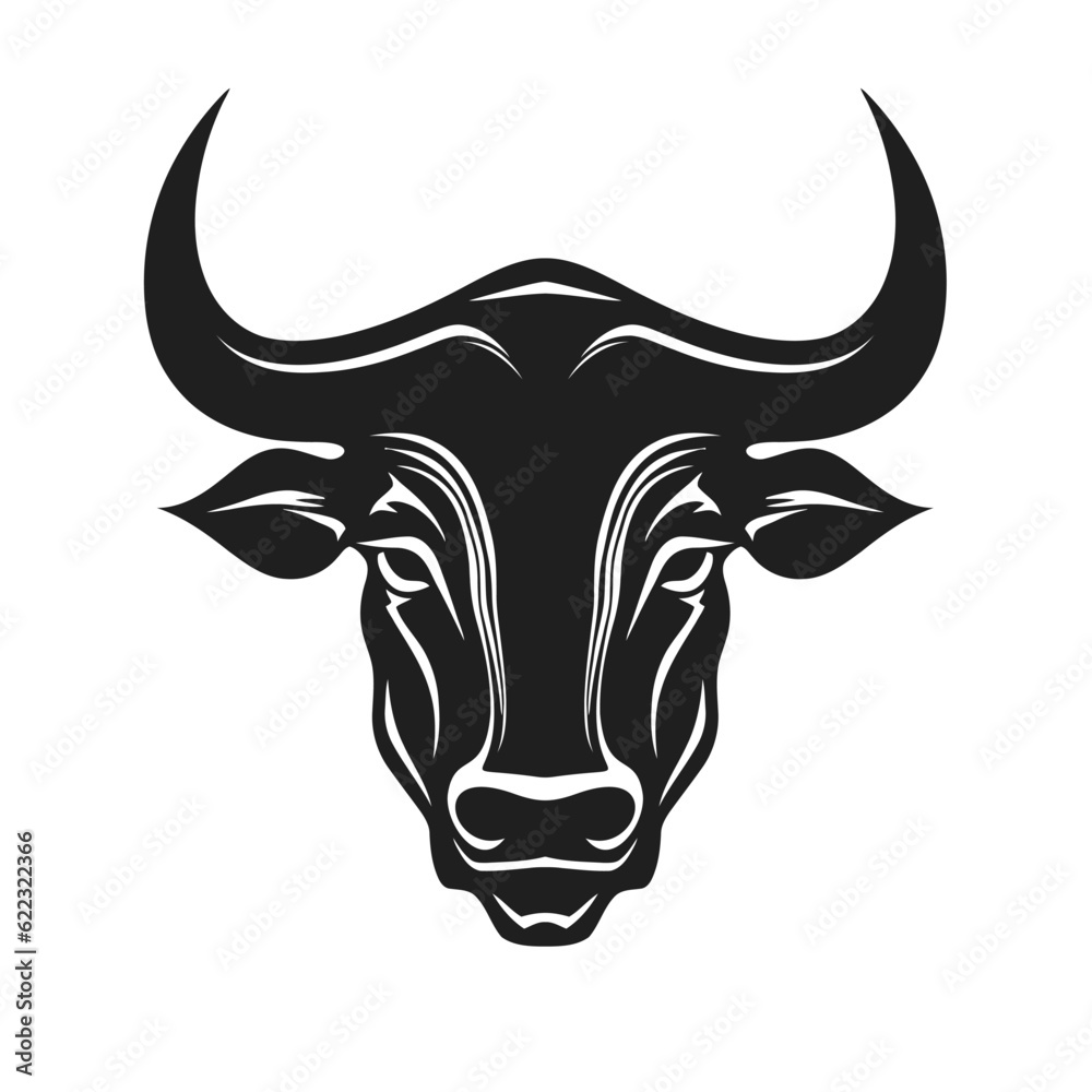 Buffalo head isolated on a white background. Vector illustration. Buffalo head isolated on a white background. Vector illustration.