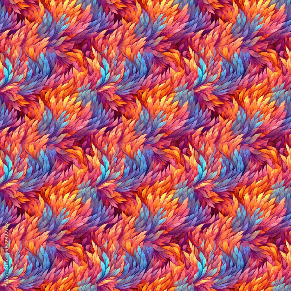 Beautiful pattern in the theme of flowers and leaves, Generative AI
