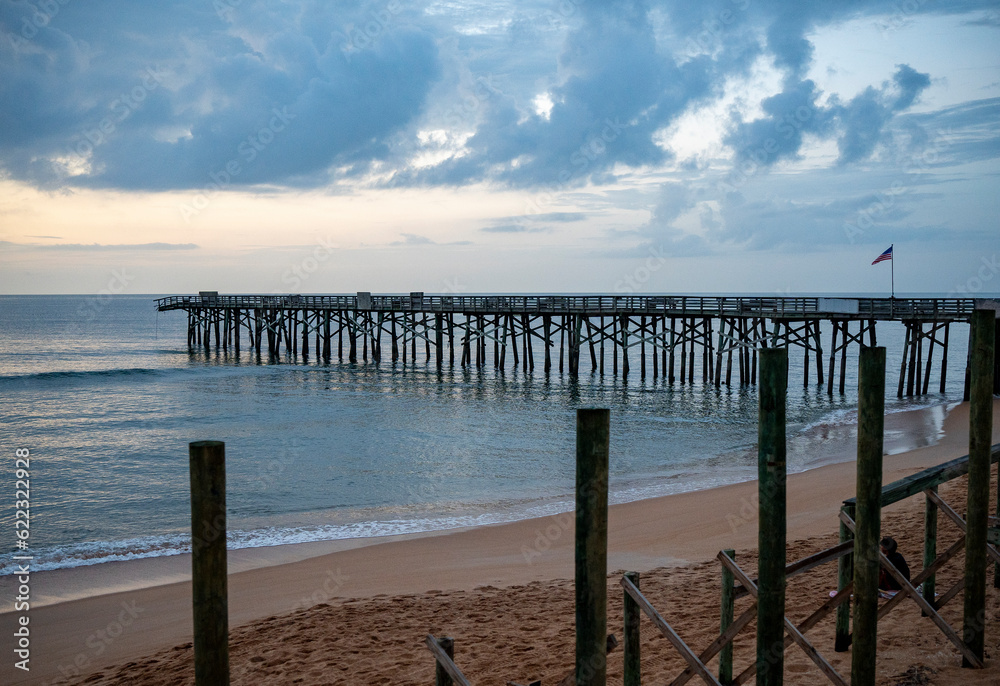 Flagler beach wooden pier damaged by hurricane