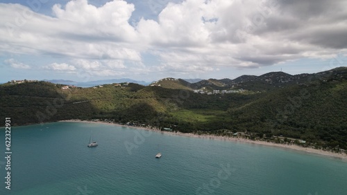 Magens beach on St. Thomas Island aerial view photo