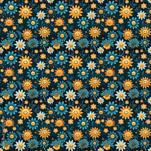 Beautiful pattern in the theme of flowers and leaves, Generative AI