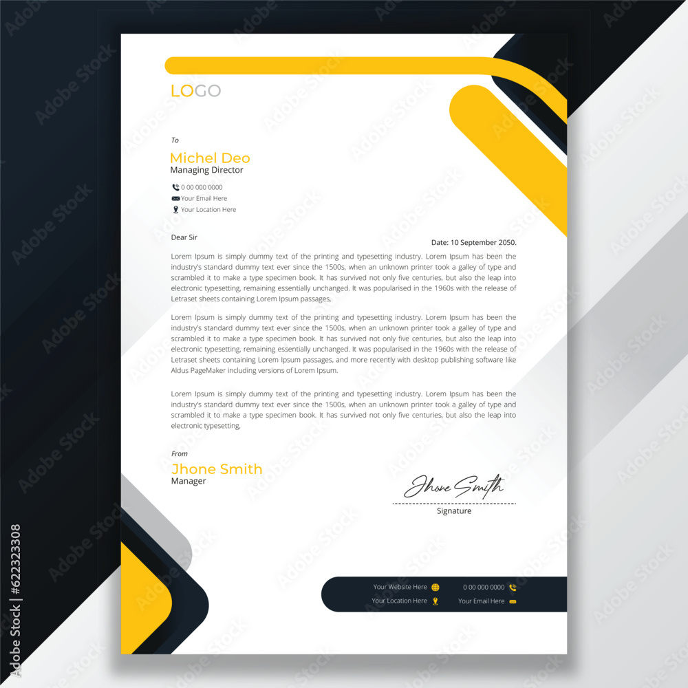 modern and minimal letterhead template design 