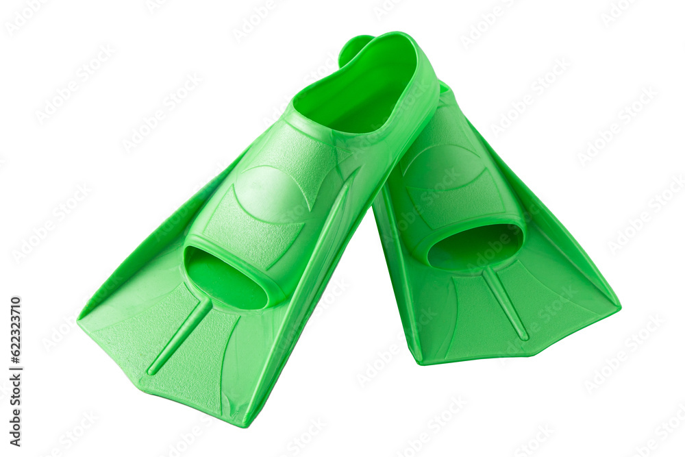 Green flippers for summer swimming in the sea and in the pool. Sports