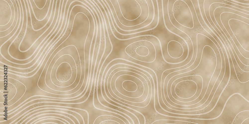 Old topographical map. Abstract topographic map in brown colors. Geographic background with isolines lines and a grid. Elevation graphic contour height lines. Vector Illustration.