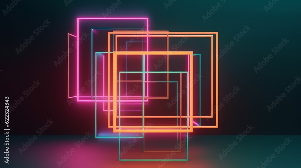 neon graphic abstract technology background,rectangle form shape neon colour light rays,generative ai neon graphic abstract technology background,rectangle form shape neon colour light rays,generative ai