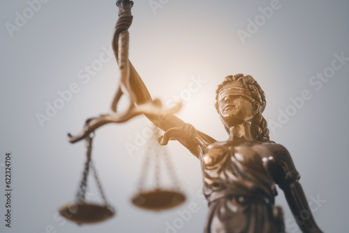 Lady justice,Law theme, mallet of the judge, law enforcement officers, evidence-based cases and documents taken into account..