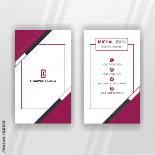 Geometric Business Card Template. Vector vertical print ready.