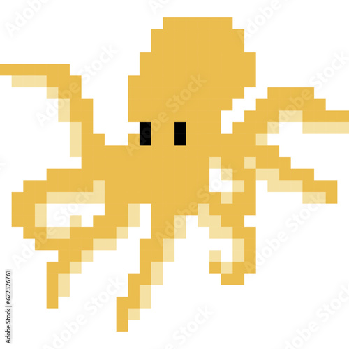 Octopus cartoon icon in pixel style.