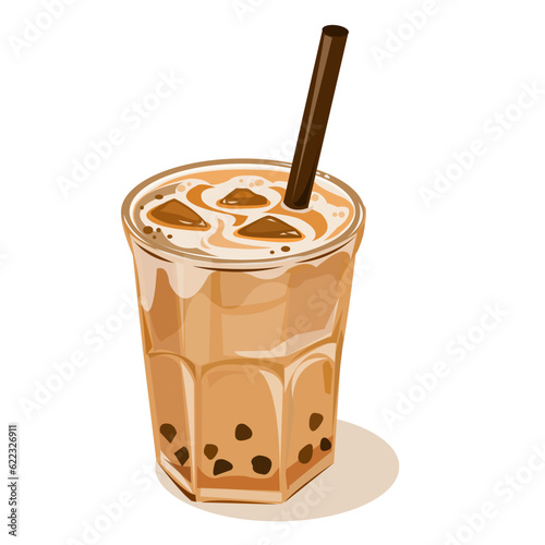 A glass of bubble milk tea vector isolated 