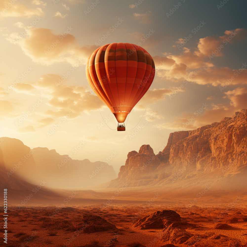 A sunrise with hot air balloons in the sky