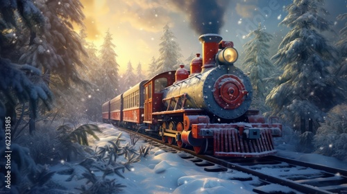 steam train in the snow