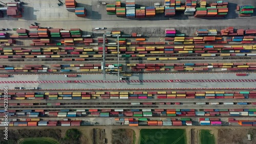 la logistica delle merci in Italia. Import Export.
L'nterporto di Padova, vista aerea dal drone photo